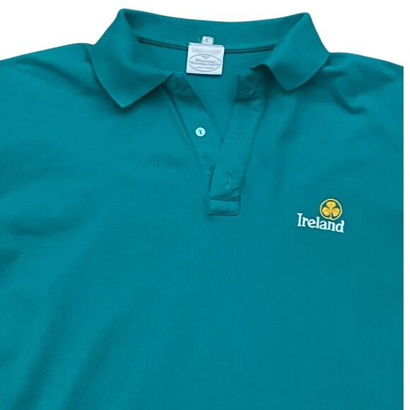 Vintage Unisex Blarney Woollen Mills Ireland Embroidered Green Polo Shirt Large - Picture 2 of 5